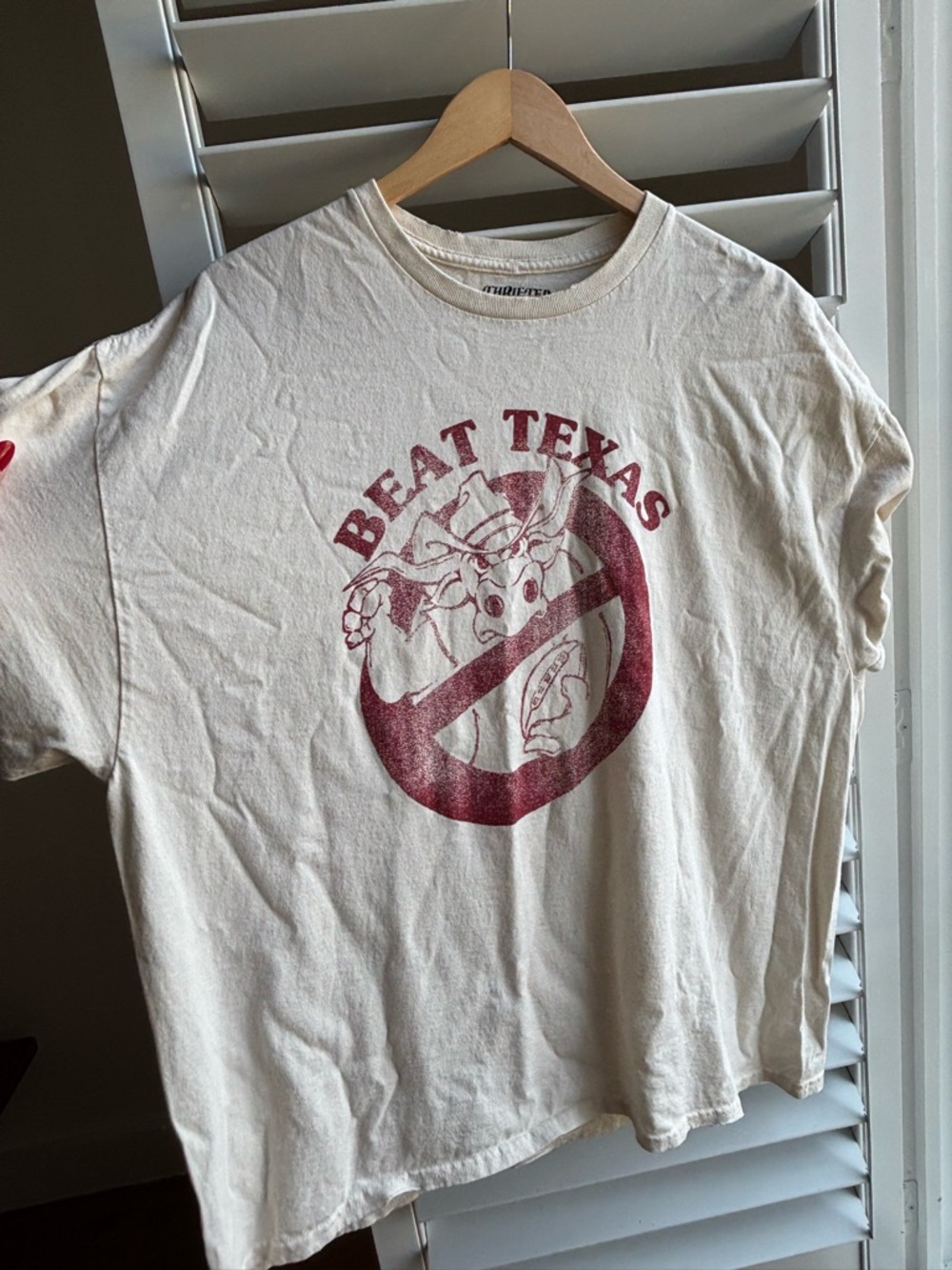 Beat Texas Graphic Tee - Cream with Maroon Print